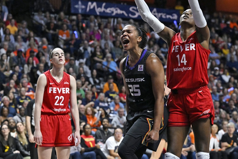 DeWanna Bonner celebrates after scoring against Indiana